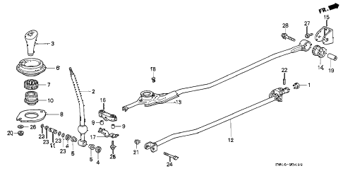 1998 civic DX 4 DOOR 5MT SHIFT LEVER diagram 1998 civic DX 4 DOOR 5MT SHIFT LEVER diagram