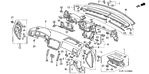 1998 civic LX 4 DOOR 5MT INSTRUMENT PANEL diagram 1998 civic LX 4 DOOR 5MT INSTRUMENT PANEL diagram