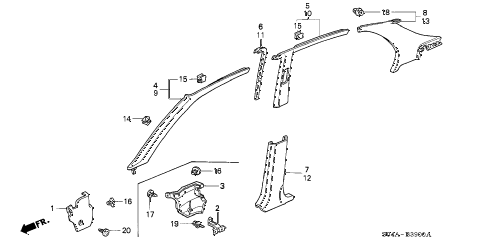 2000 civic DX 4 DOOR 5MT PILLAR GARNISH diagram 2000 civic DX 4 DOOR 5MT PILLAR GARNISH diagram