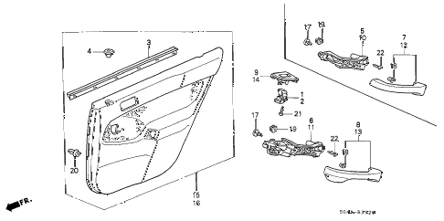 2000 civic DX 4 DOOR 5MT REAR DOOR LINING diagram 2000 civic DX 4 DOOR 5MT REAR DOOR LINING diagram