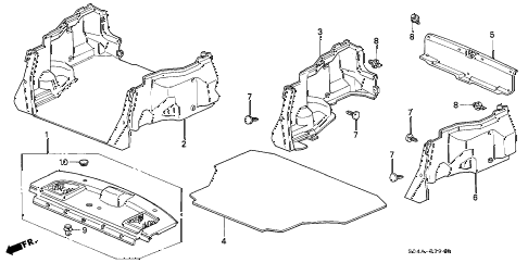 1999 civic EX 4 DOOR 5MT REAR TRAY - TRUNK GARNISH (1) diagram 1999 civic EX 4 DOOR 5MT REAR TRAY - TRUNK GARNISH (1) diagram