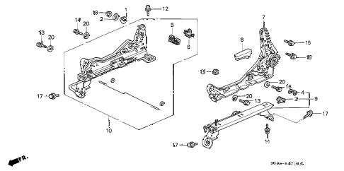 1998 civic GX(ABS) 4 DOOR 4AT FRONT SEAT COMPONENTS (L.) diagram 1998 civic GX(ABS) 4 DOOR 4AT FRONT SEAT COMPONENTS (L.) diagram