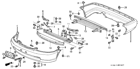 1999 civic EX 4 DOOR 5MT BUMPER diagram 1999 civic EX 4 DOOR 5MT BUMPER diagram