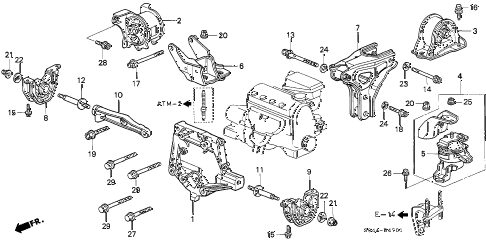 1999 civic DX-V 4 DOOR 4AT AT ENGINE MOUNTS diagram 1999 civic DX-V 4 DOOR 4AT AT ENGINE MOUNTS diagram