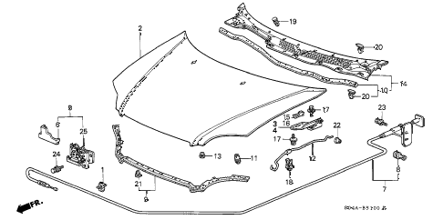 2000 civic GX 4 DOOR 4AT HOOD diagram 2000 civic GX 4 DOOR 4AT HOOD diagram