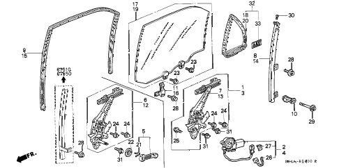 2000 civic DX-V 4 DOOR 4AT REAR DOOR WINDOWS diagram 2000 civic DX-V 4 DOOR 4AT REAR DOOR WINDOWS diagram