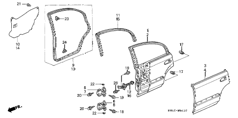 1999 civic LX 4 DOOR 5MT REAR DOOR PANELS diagram 1999 civic LX 4 DOOR 5MT REAR DOOR PANELS diagram