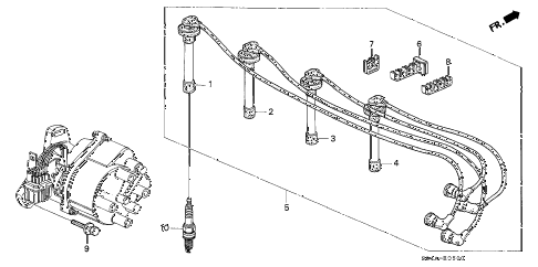 1998 civic DX 4 DOOR 5MT HIGH TENSION CORD - SPARK PLUG diagram 1998 civic DX 4 DOOR 5MT HIGH TENSION CORD - SPARK PLUG diagram