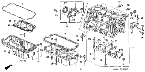 1998 civic LX 4 DOOR 5MT CYLINDER BLOCK - OIL PAN diagram 1998 civic LX 4 DOOR 5MT CYLINDER BLOCK - OIL PAN diagram