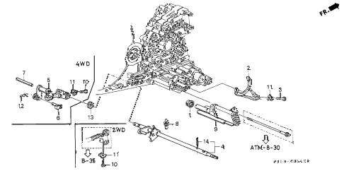 1997 cr-v LX(4WD ABS) 5 DOOR 4AT AT SHIFT SHAFT diagram 1997 cr-v LX(4WD ABS) 5 DOOR 4AT AT SHIFT SHAFT diagram