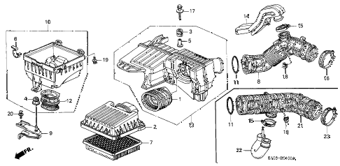 2001 cr-v LX(2WD) 5 DOOR 4AT AIR CLEANER diagram 2001 cr-v LX(2WD) 5 DOOR 4AT AIR CLEANER diagram