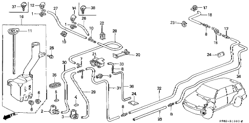 1998 cr-v EX 5 DOOR 5MT WINDSHIELD WASHER diagram 1998 cr-v EX 5 DOOR 5MT WINDSHIELD WASHER diagram