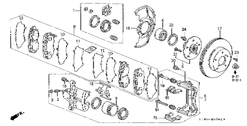 1998 cr-v EX 5 DOOR 4AT FRONT BRAKE diagram 1998 cr-v EX 5 DOOR 4AT FRONT BRAKE diagram