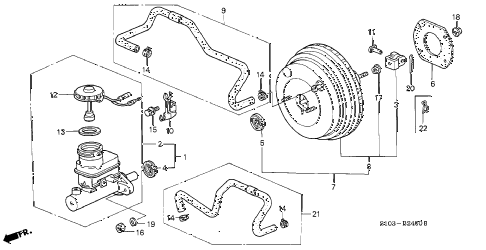 1998 cr-v LX(2WD) 5 DOOR 4AT BRAKE MASTER CYLINDER - MASTER POWER (1) diagram 1998 cr-v LX(2WD) 5 DOOR 4AT BRAKE MASTER CYLINDER - MASTER POWER (1) diagram