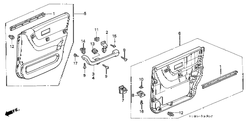 1998 cr-v LX(2WD) 5 DOOR 4AT REAR DOOR LINING (1) diagram 1998 cr-v LX(2WD) 5 DOOR 4AT REAR DOOR LINING (1) diagram