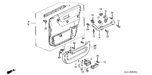 2000 cr-v EX(SUZUKA) 5 DOOR 5MT REAR DOOR LINING (2) diagram 2000 cr-v EX(SUZUKA) 5 DOOR 5MT REAR DOOR LINING (2) diagram