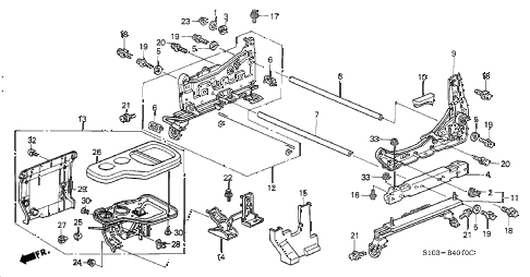 1997 cr-v LX(4WD) 5 DOOR 4AT FRONT SEAT COMPONENTS (L.) (1) diagram 1997 cr-v LX(4WD) 5 DOOR 4AT FRONT SEAT COMPONENTS (L.) (1) diagram