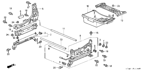 1997 cr-v LX(4WD) 5 DOOR 4AT FRONT SEAT COMPONENTS (R.) (1) diagram 1997 cr-v LX(4WD) 5 DOOR 4AT FRONT SEAT COMPONENTS (R.) (1) diagram