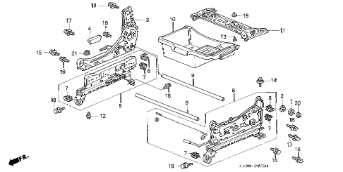 1998 cr-v LX(4WD) 5 DOOR 4AT FRONT SEAT COMPONENTS (R.) (2) diagram 1998 cr-v LX(4WD) 5 DOOR 4AT FRONT SEAT COMPONENTS (R.) (2) diagram