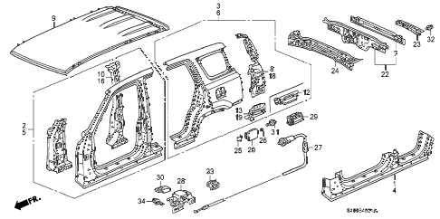 1998 cr-v EX 5 DOOR 4AT OUTER PANEL (OLD STYLE PANEL) diagram 1998 cr-v EX 5 DOOR 4AT OUTER PANEL (OLD STYLE PANEL) diagram