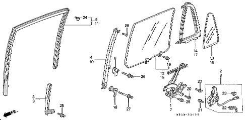 1998 cr-v EX 5 DOOR 4AT REAR DOOR WINDOWS diagram 1998 cr-v EX 5 DOOR 4AT REAR DOOR WINDOWS diagram