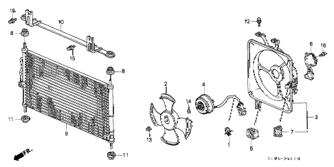 1999 cr-v EX 5 DOOR 5MT A/C CONDENSER diagram 1999 cr-v EX 5 DOOR 5MT A/C CONDENSER diagram