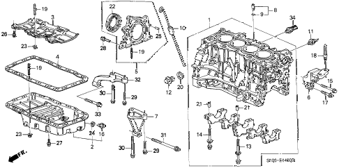 2000 cr-v LX(4WD,SUZUKA) 5 DOOR 5MT CYLINDER BLOCK - OIL PAN diagram 2000 cr-v LX(4WD,SUZUKA) 5 DOOR 5MT CYLINDER BLOCK - OIL PAN diagram