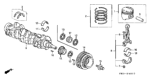 2000 cr-v LX(4WD) 5 DOOR 4AT CRANKSHAFT - PISTON diagram 2000 cr-v LX(4WD) 5 DOOR 4AT CRANKSHAFT - PISTON diagram