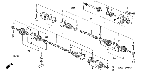 1997 prelude BASE 2 DOOR 5MT DRIVESHAFT - HALF SHAFT (1) diagram 1997 prelude BASE 2 DOOR 5MT DRIVESHAFT - HALF SHAFT (1) diagram