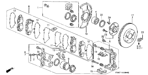 1997 prelude BASE 2 DOOR 5MT FRONT BRAKE diagram 1997 prelude BASE 2 DOOR 5MT FRONT BRAKE diagram