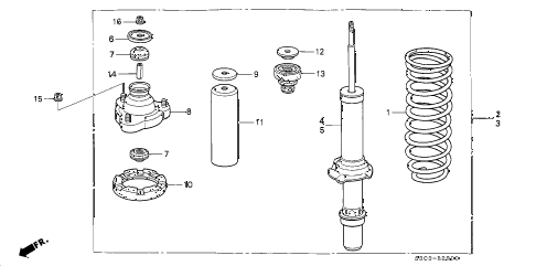 2000 prelude BASE 2 DOOR 5MT FRONT SHOCK ABSORBER diagram 2000 prelude BASE 2 DOOR 5MT FRONT SHOCK ABSORBER diagram