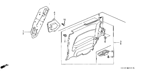 1997 prelude TYPESH 2 DOOR 5MT SIDE LINING diagram 1997 prelude TYPESH 2 DOOR 5MT SIDE LINING diagram