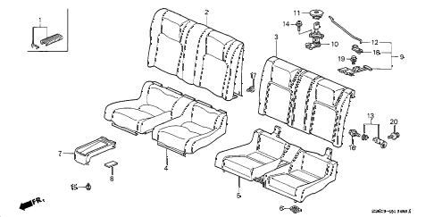 1998 prelude BASE 2 DOOR 5MT REAR SEAT diagram 1998 prelude BASE 2 DOOR 5MT REAR SEAT diagram