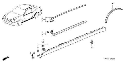 2000 prelude TYPESH 2 DOOR 5MT MOLDING - PROTECTOR diagram 2000 prelude TYPESH 2 DOOR 5MT MOLDING - PROTECTOR diagram