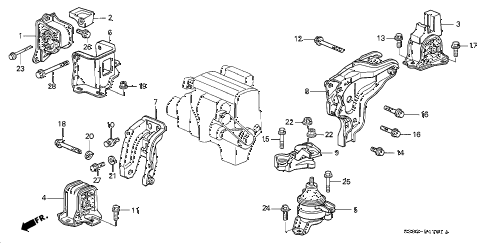 2000 prelude BASE 2 DOOR 4AT AT ENGINE MOUNT diagram 2000 prelude BASE 2 DOOR 4AT AT ENGINE MOUNT diagram