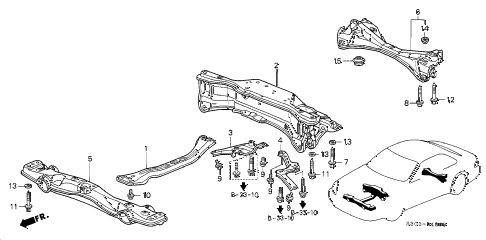 1997 prelude TYPESH 2 DOOR 5MT CROSS BEAM diagram 1997 prelude TYPESH 2 DOOR 5MT CROSS BEAM diagram