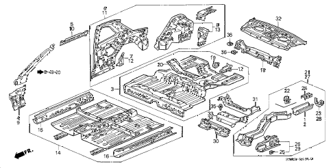 1999 prelude BASE 2 DOOR 5MT INNER PANEL diagram 1999 prelude BASE 2 DOOR 5MT INNER PANEL diagram
