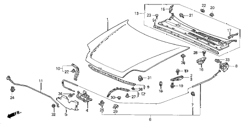 2001 prelude BASE 2 DOOR 4AT HOOD diagram 2001 prelude BASE 2 DOOR 4AT HOOD diagram