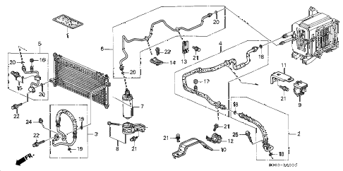 1998 prelude TYPESH 2 DOOR 5MT A/C HOSES - PIPES diagram 1998 prelude TYPESH 2 DOOR 5MT A/C HOSES - PIPES diagram