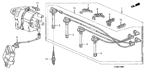 1997 prelude BASE 2 DOOR 5MT HIGH TENSION CORD - SPARK PLUG diagram 1997 prelude BASE 2 DOOR 5MT HIGH TENSION CORD - SPARK PLUG diagram