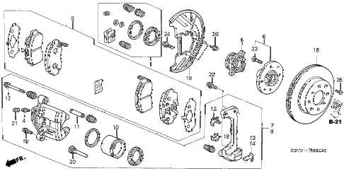 2001 insight DX(A/C) 3 DOOR 5MT FRONT BRAKE diagram 2001 insight DX(A/C) 3 DOOR 5MT FRONT BRAKE diagram