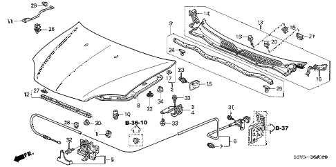 2003 insight DX(A/C) 3 DOOR 5MT HOOD diagram 2003 insight DX(A/C) 3 DOOR 5MT HOOD diagram