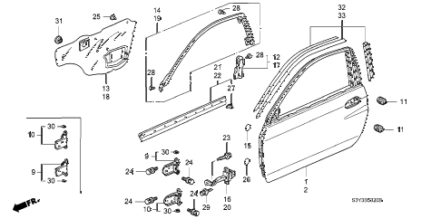 2003 insight DX(A/C) 3 DOOR 5MT DOOR PANELS diagram 2003 insight DX(A/C) 3 DOOR 5MT DOOR PANELS diagram