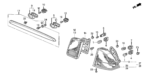 2001 civic DX(SIDE SRS) 4 DOOR 4AT TAILLIGHT diagram 2001 civic DX(SIDE SRS) 4 DOOR 4AT TAILLIGHT diagram