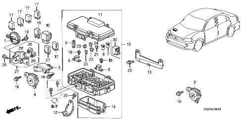 2002 civic LX(SIDE SRS) 4 DOOR 4AT CONTROL UNIT (ENGINE ROOM) diagram 2002 civic LX(SIDE SRS) 4 DOOR 4AT CONTROL UNIT (ENGINE ROOM) diagram