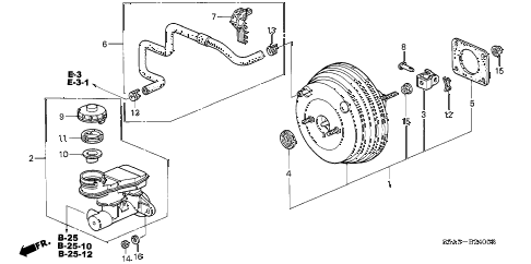 2001 civic LX 4 DOOR 4AT BRAKE MASTER CYLINDER - MASTER POWER (1) diagram 2001 civic LX 4 DOOR 4AT BRAKE MASTER CYLINDER - MASTER POWER (1) diagram