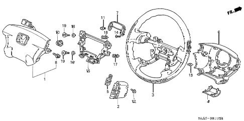 2001 civic LX 4 DOOR 5MT STEERING WHEEL (SRS) (1) diagram 2001 civic LX 4 DOOR 5MT STEERING WHEEL (SRS) (1) diagram