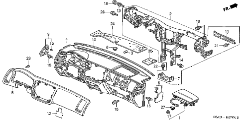 2002 civic LX 4 DOOR 5MT INSTRUMENT PANEL diagram 2002 civic LX 4 DOOR 5MT INSTRUMENT PANEL diagram