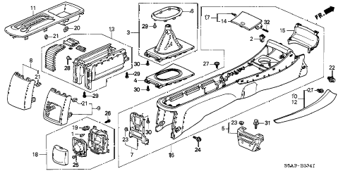 2002 civic LX 4 DOOR 5MT CONSOLE (2) diagram 2002 civic LX 4 DOOR 5MT CONSOLE (2) diagram
