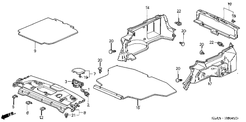 2002 civic DX(A/C) 4 DOOR 4AT REAR TRAY - TRUNK GARNISH diagram 2002 civic DX(A/C) 4 DOOR 4AT REAR TRAY - TRUNK GARNISH diagram